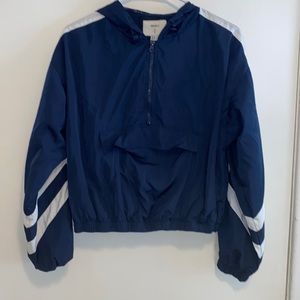 Blue windbreaker jacket
